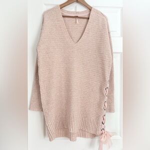 Free People Heart It Laces Tunic Sweater Size S